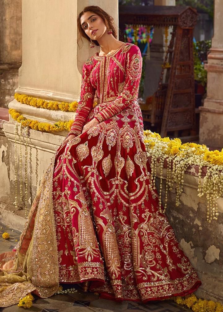 Latest Pakistani bridal dress online 2020  in fuchsia pink color # B3465