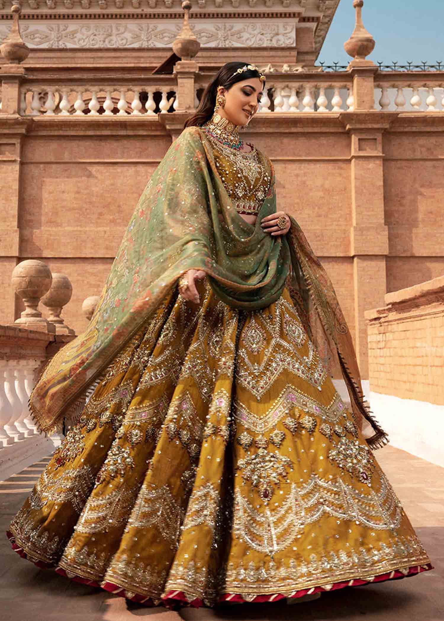 embroidered bridal lehenga