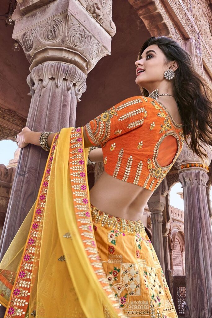 Art Silk Lehenga Choli in Yellow