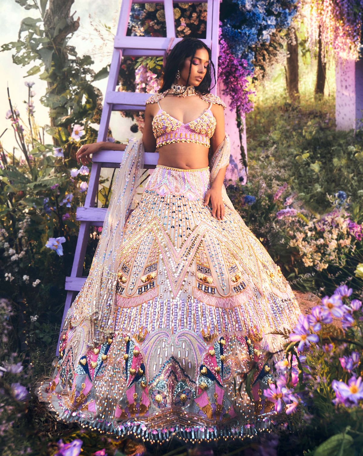 embroidered bridal lehenga