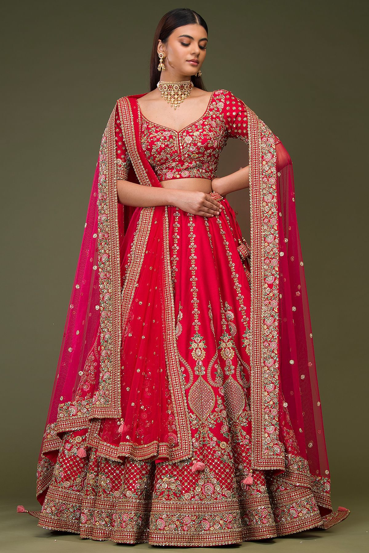 embroidered bridal lehenga