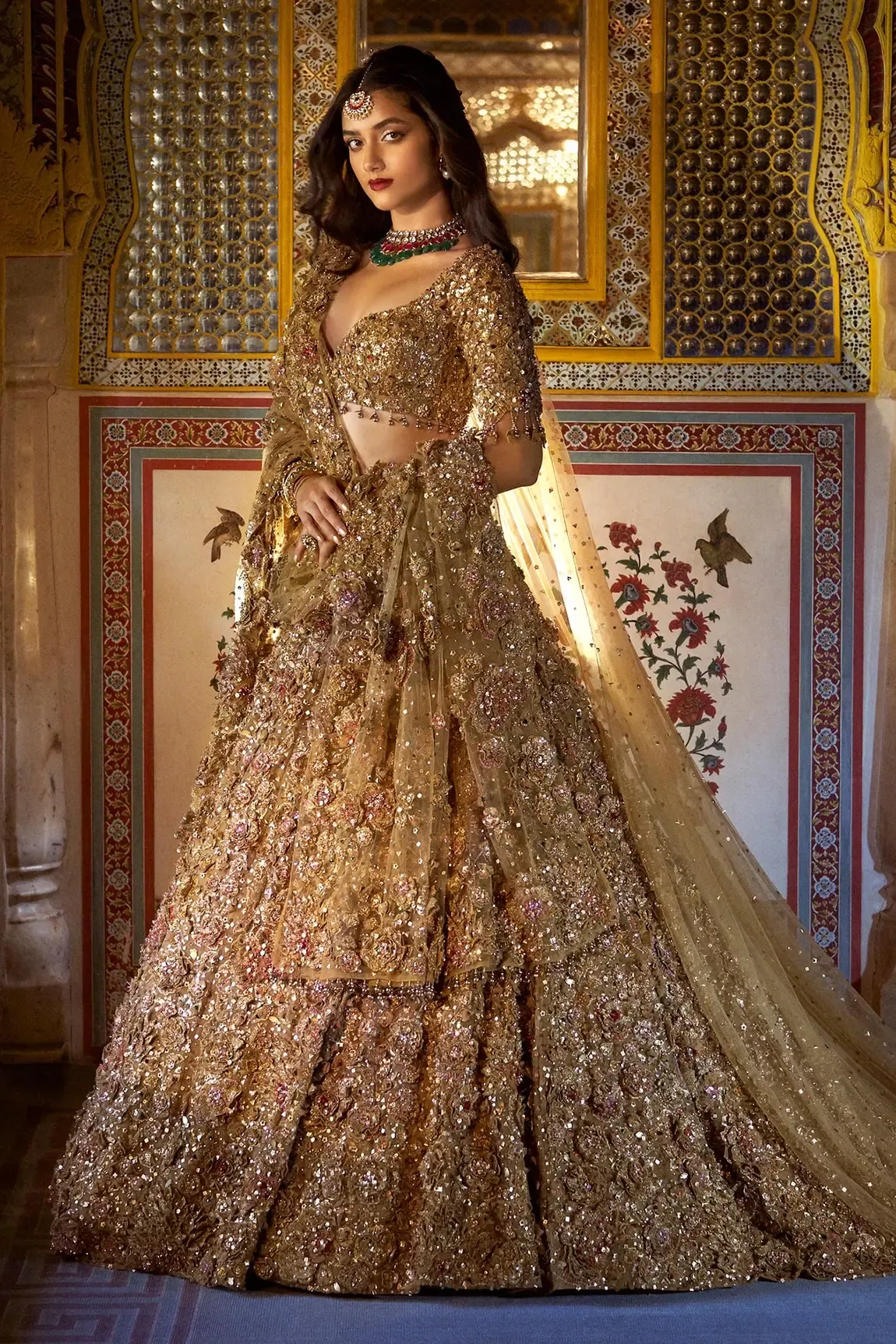 embroidered bridal lehenga