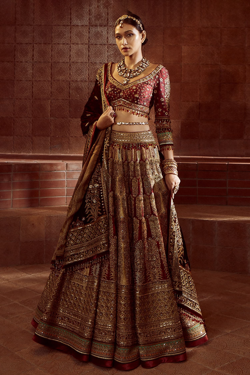 embroidered bridal lehenga