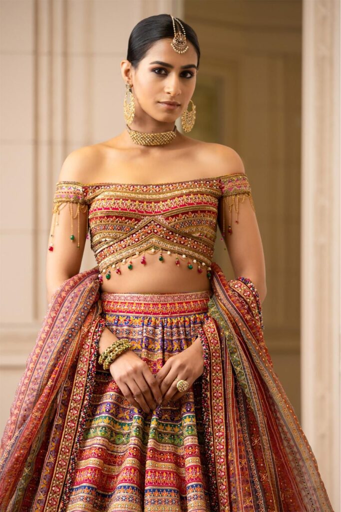 Buy Multi Color Lehenga And Blouse Silk Dupion Embroidered Zardozi & Set For Women by Tarun Tahiliani Online at Aza Fashions.