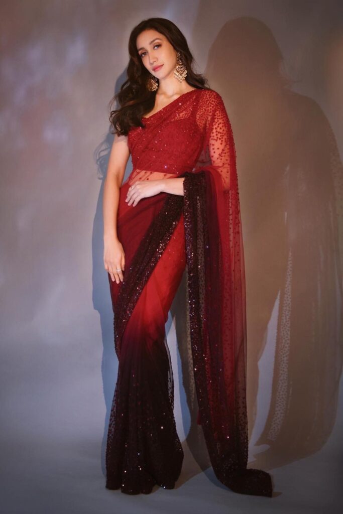 Buy Red Tulle Embroidered Pre-draped Saree For Women by Rohit Gandhi + Rahul Khanna Online at Aza Fashions.