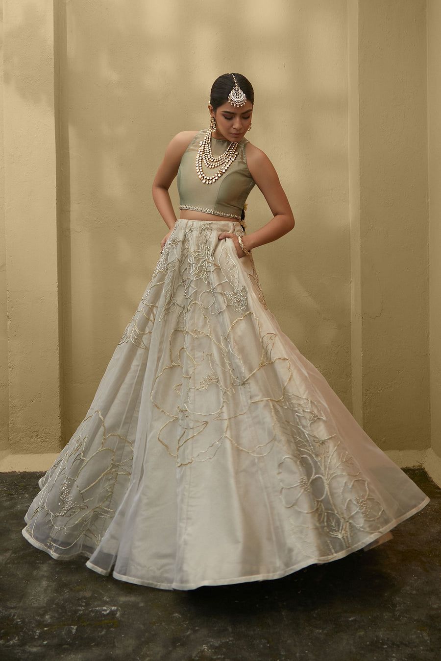 embroidered bridal lehenga