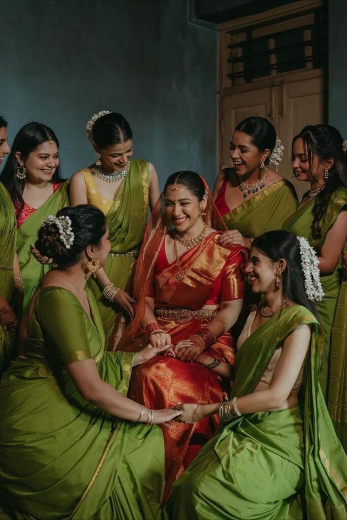 Coordinated Bridesmaids At South Indian Weddings