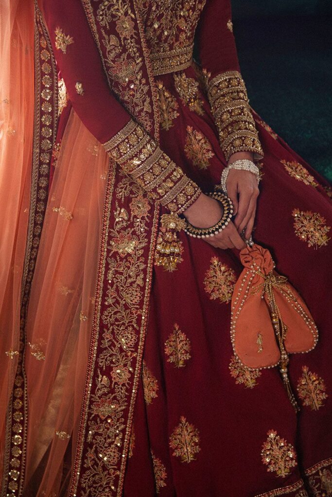 Designer Indian Bridal Wear Red Anarkali Lehenga Dress – MEDIUM