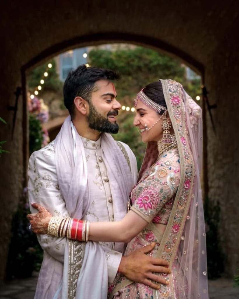 Designer Sabyasachi Inspired Virushka Fame Light Pink Color Art Silk Bridal/Bridesmaid Bollywood Lehenga Choli for Women with Embroidery