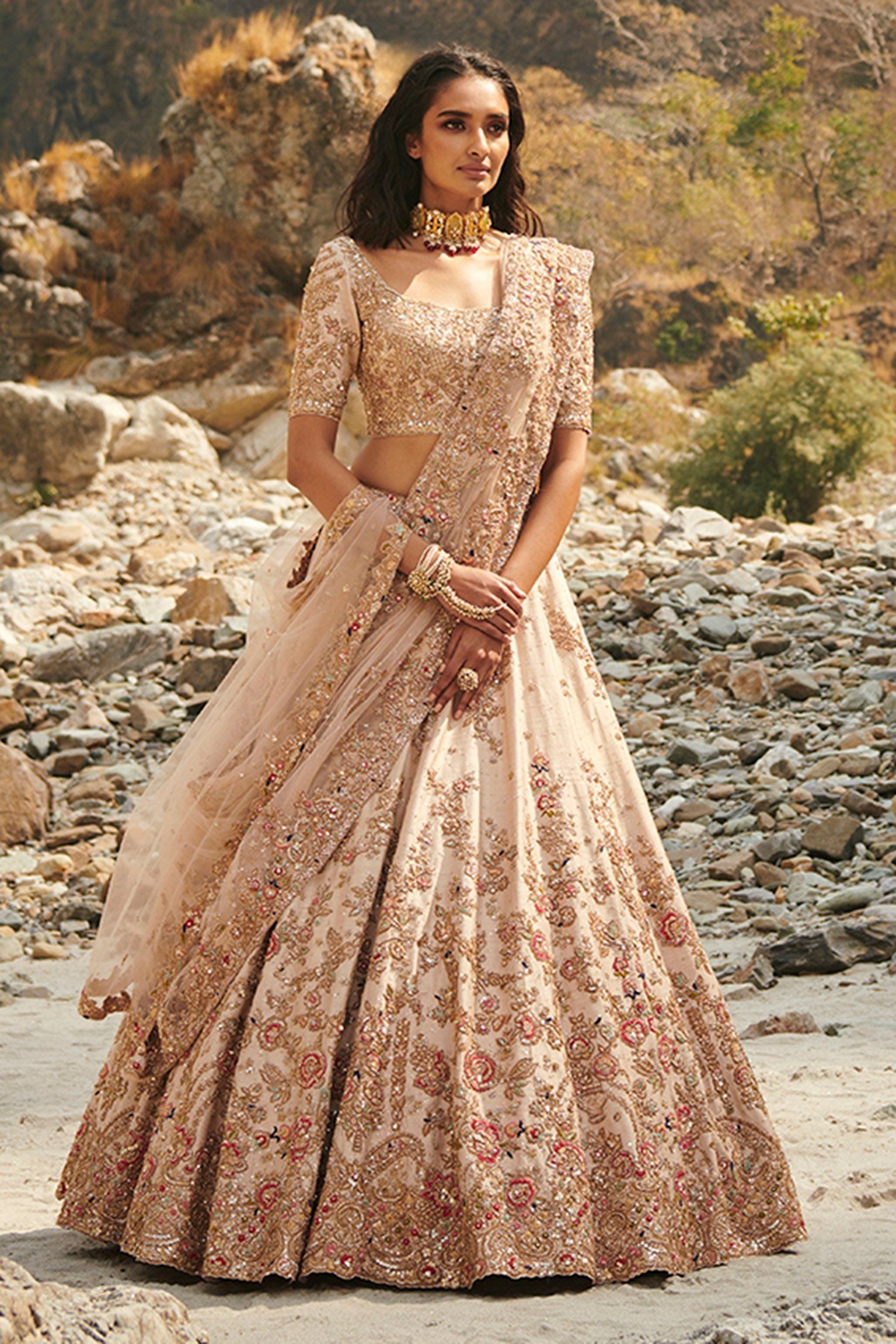 embroidered bridal lehenga