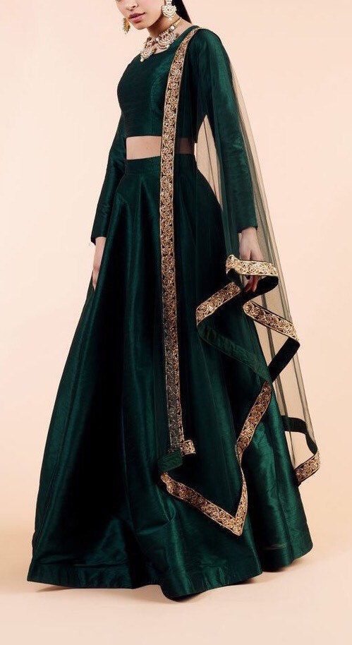 Emerald green Indian designer wedding engagement lehenga skirt indian bridesmaids outfit indi…