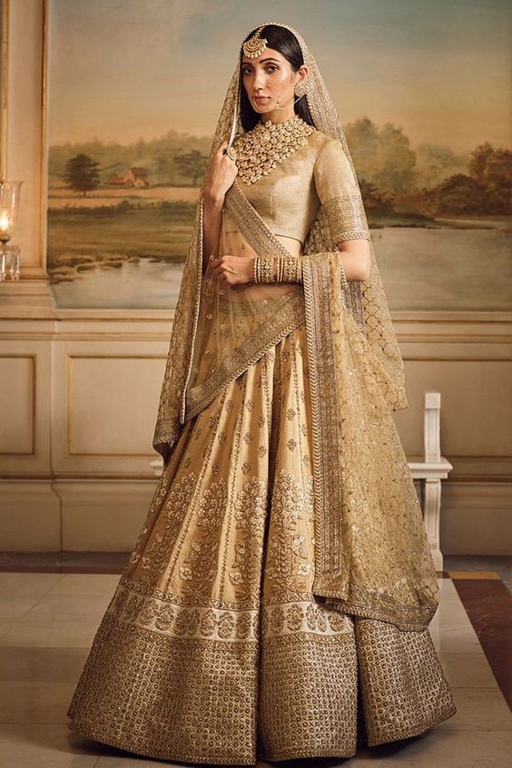 Golden Bridal Wedding Lehenga