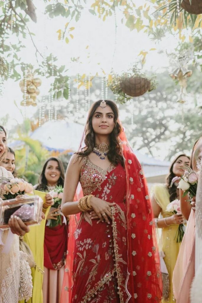 Indian bride in a red wedding saree