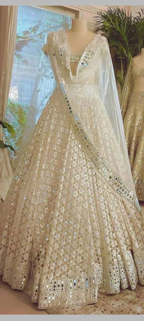 Ivory Sequin Lehenga With Mirror Work in Custom Sizes – Etsy