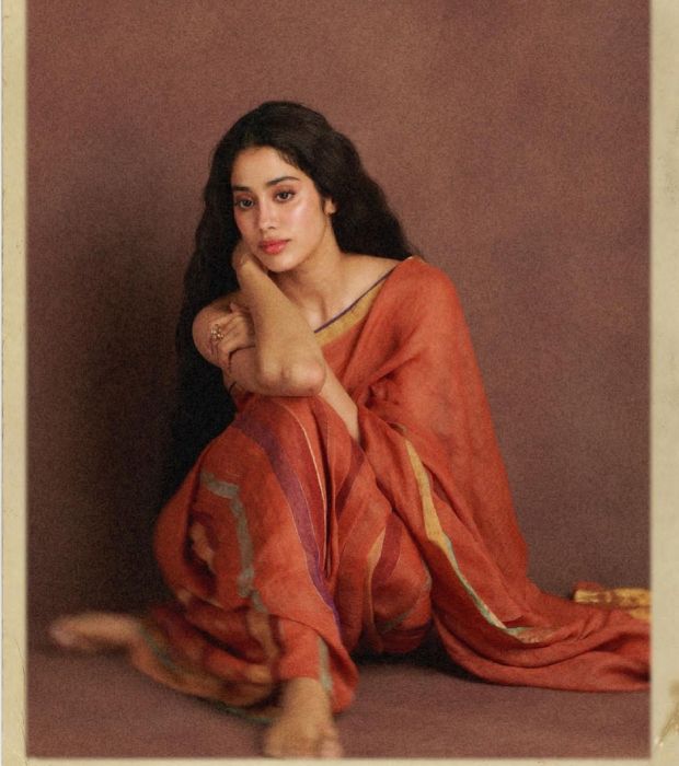 Janhvi Kapoor Shells Out 90s Vibes In An Orange Cotton Saree, Ex-Boyfriend, Akshat Rajan Reacts