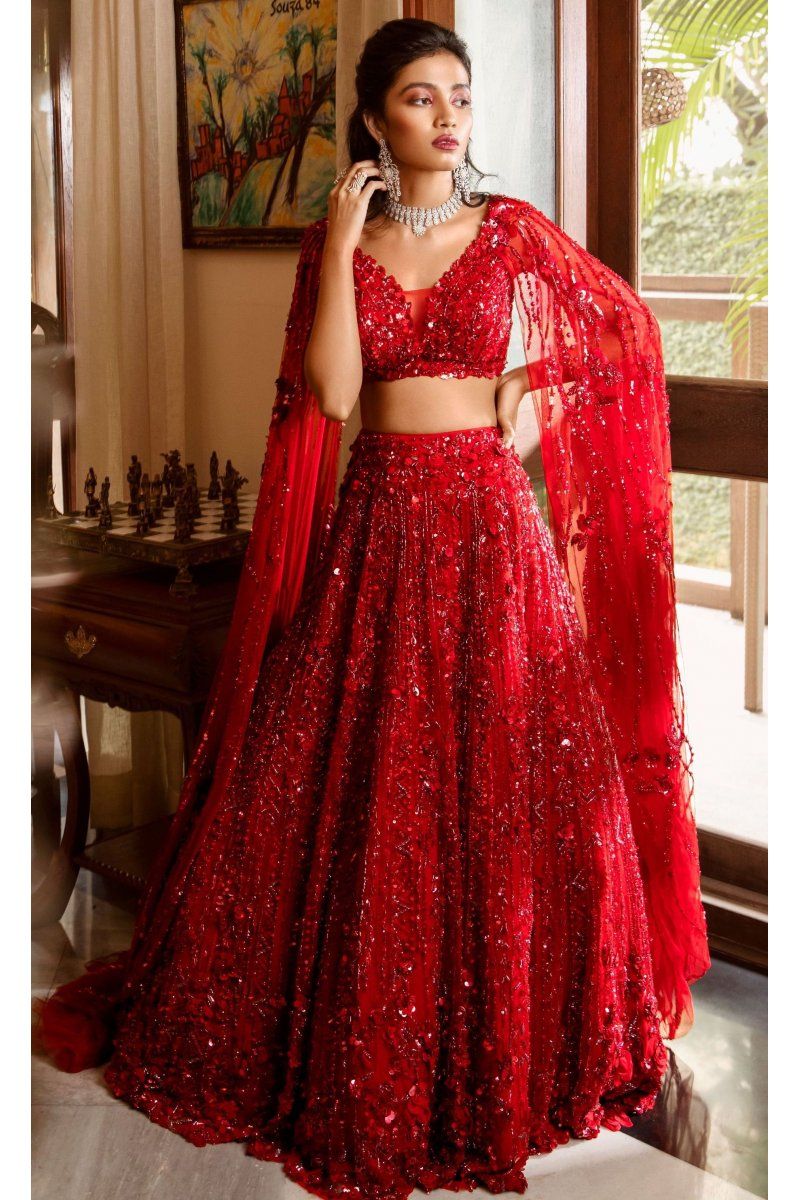 embroidered bridal lehenga