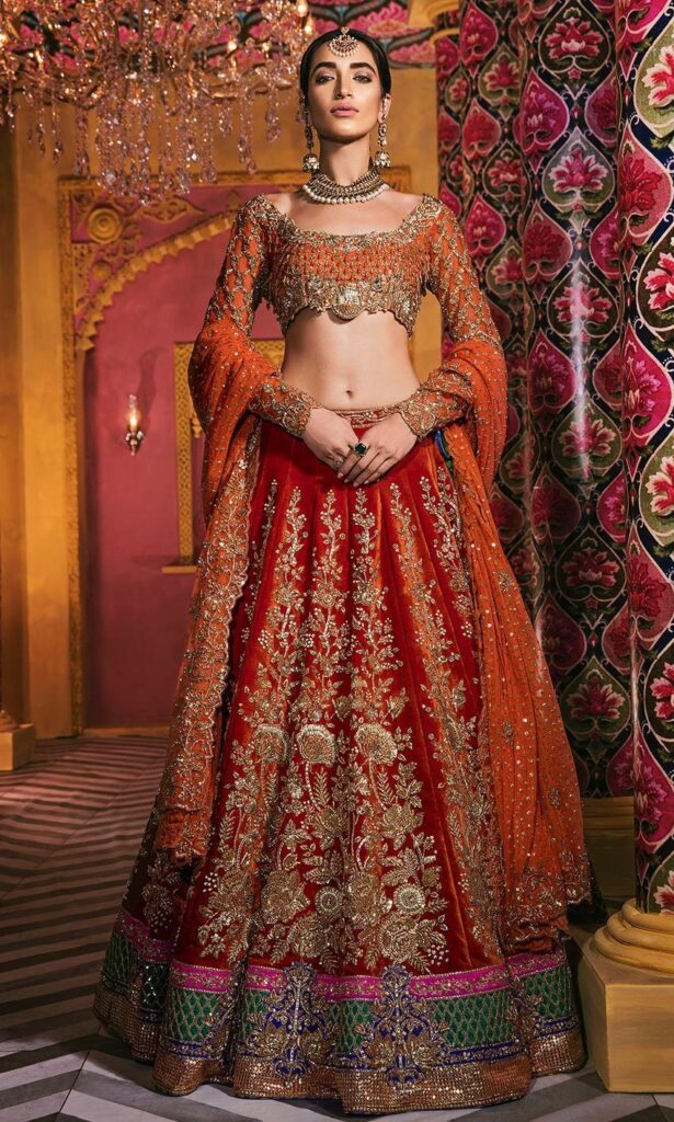 Orange Color Wedding Lehenga