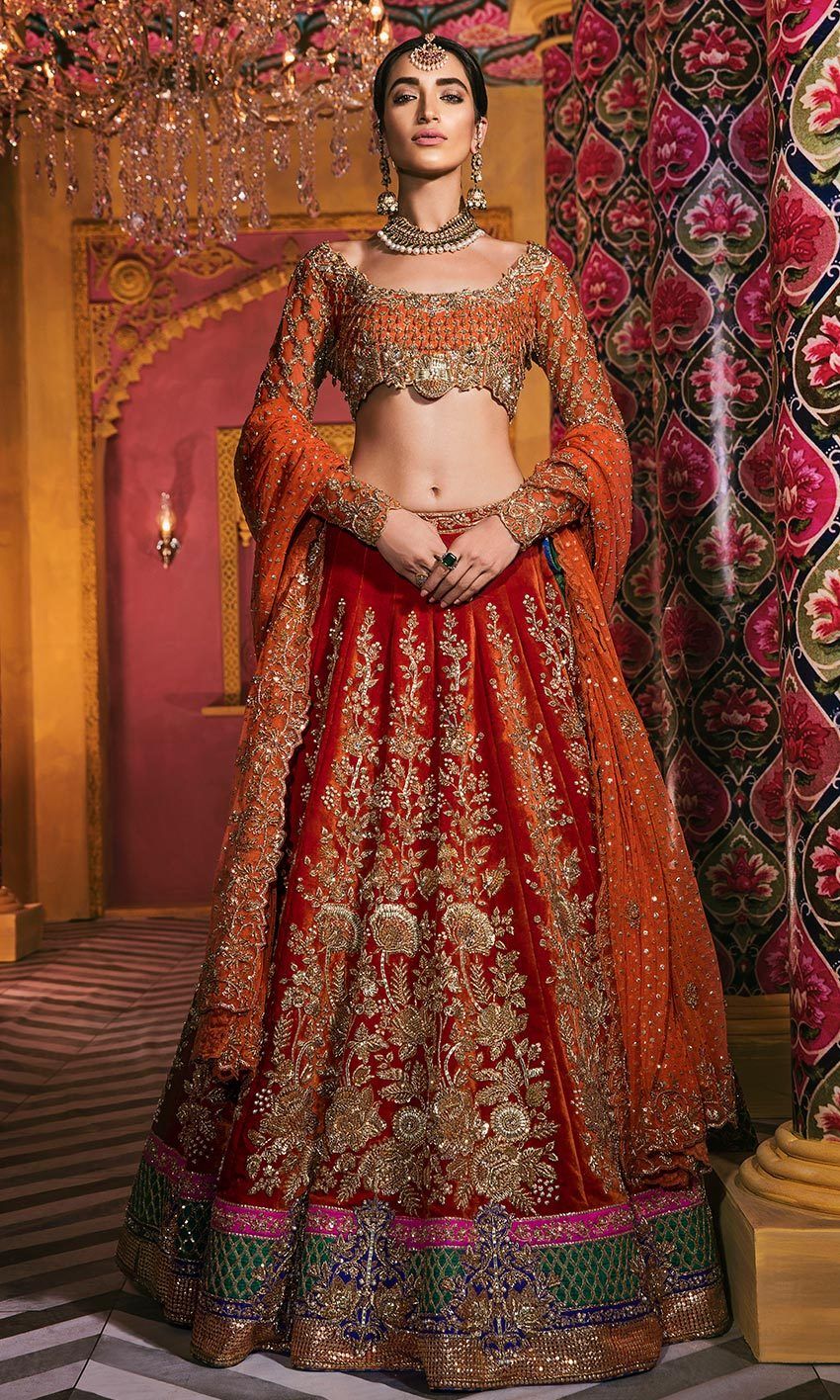 embroidered bridal lehenga