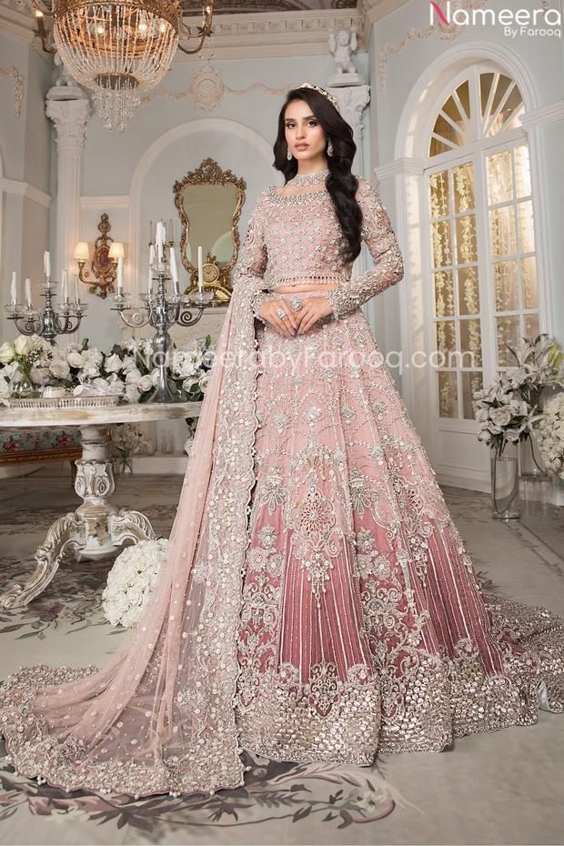 Light Pink Bridal Lehenga Pakistani Designer Wear #BN821