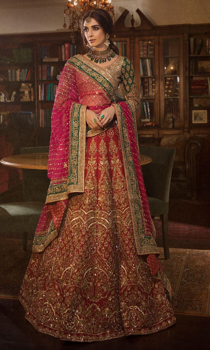 embroidered bridal lehenga