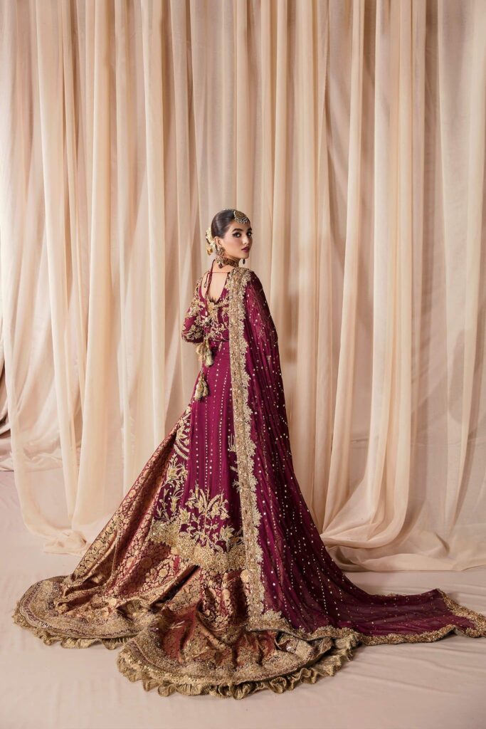 Purple Chiffon Lehenga Shirt Pakistani Wedding Dresses – LARGE