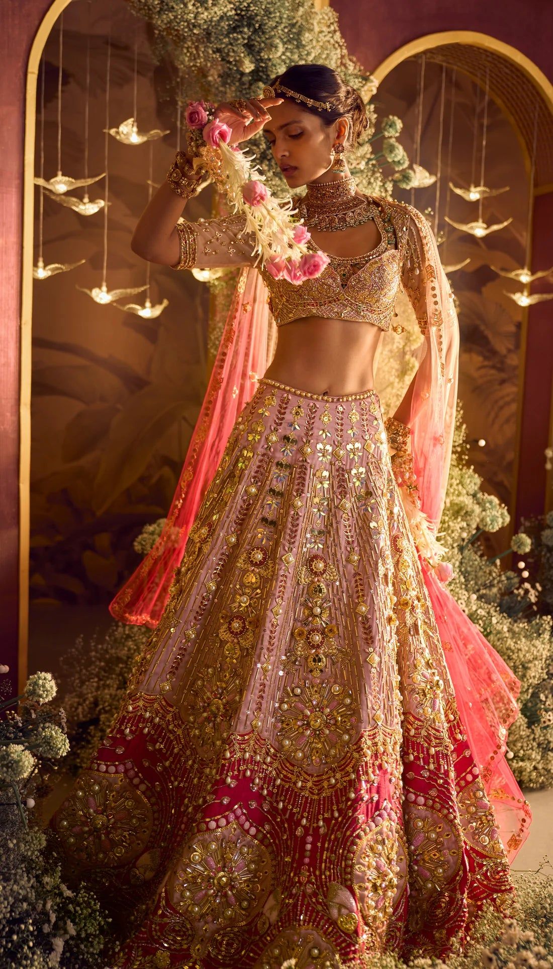 embroidered bridal lehenga