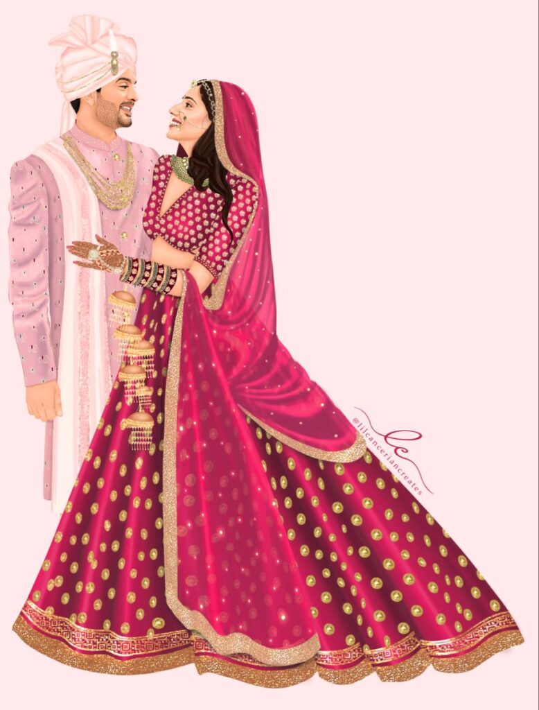 Save the Date | Indian Wedding E-Invite | Caricature Invite | 🌸