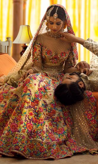 embroidered bridal lehenga