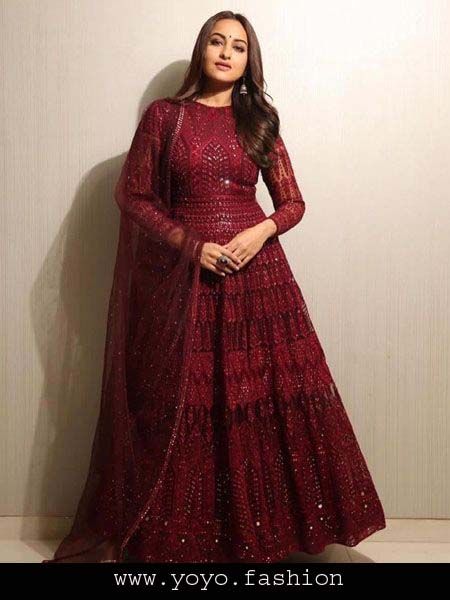 Sonakshi Sinha Red Party Wear Anarkali