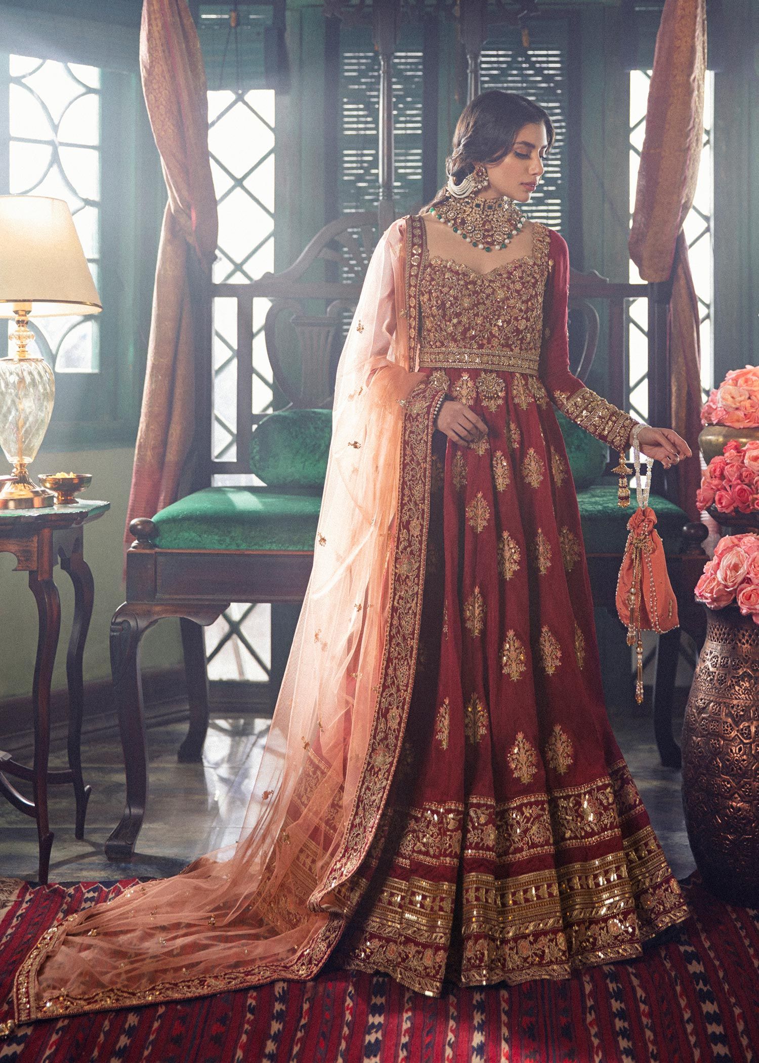 embroidered bridal lehenga