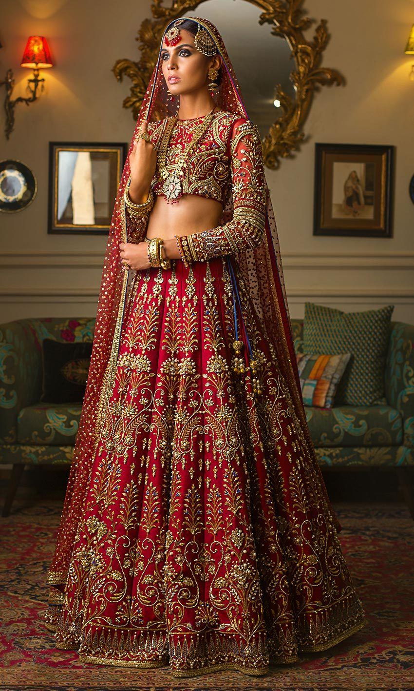 embroidered bridal lehenga