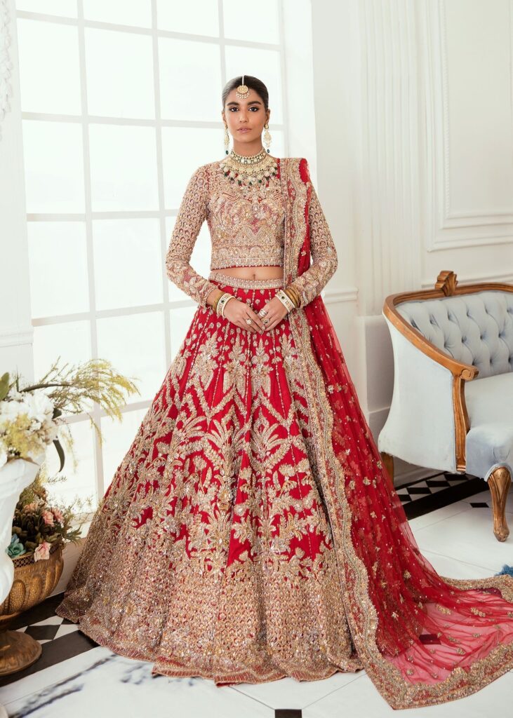 Embroidered Designer Red Indian Bridal Lehenga #BN1223 – MEDIUM