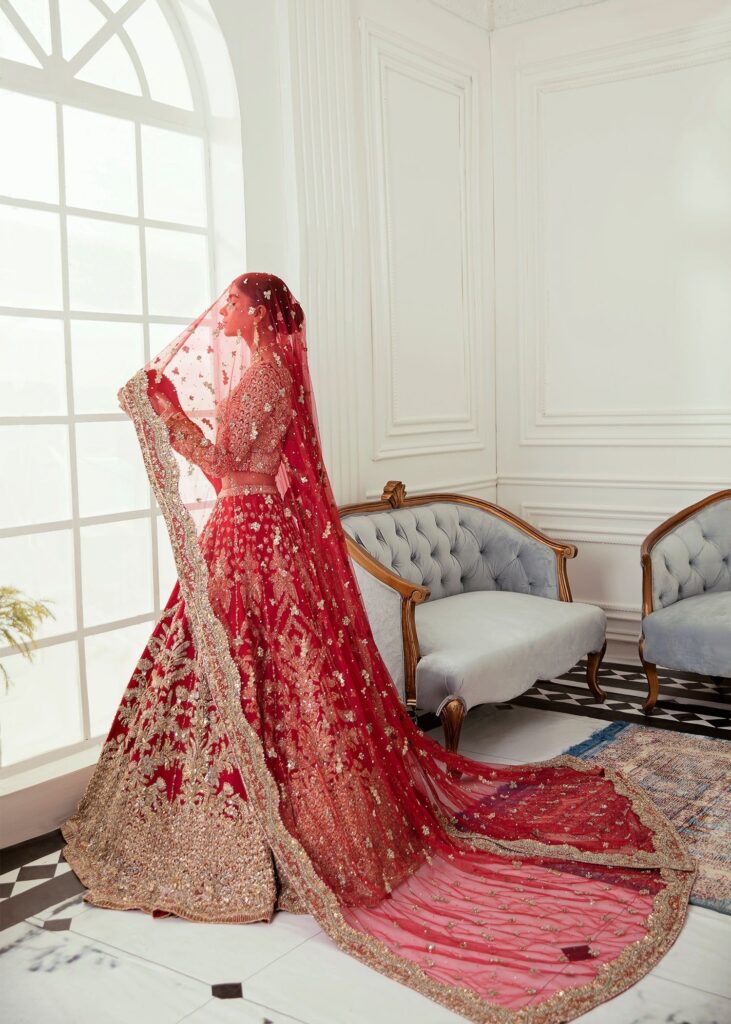 Embroidered Designer Red Indian Bridal Lehenga #BN1223 – MEDIUM