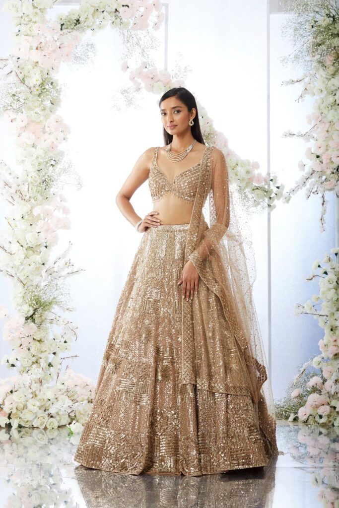 Biscotti Gold Sequin Lehenga Set – 10 / Short