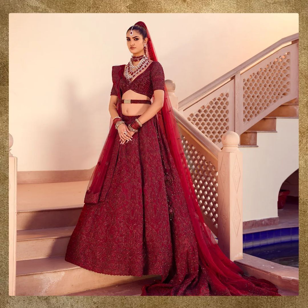 embroidered bridal lehenga