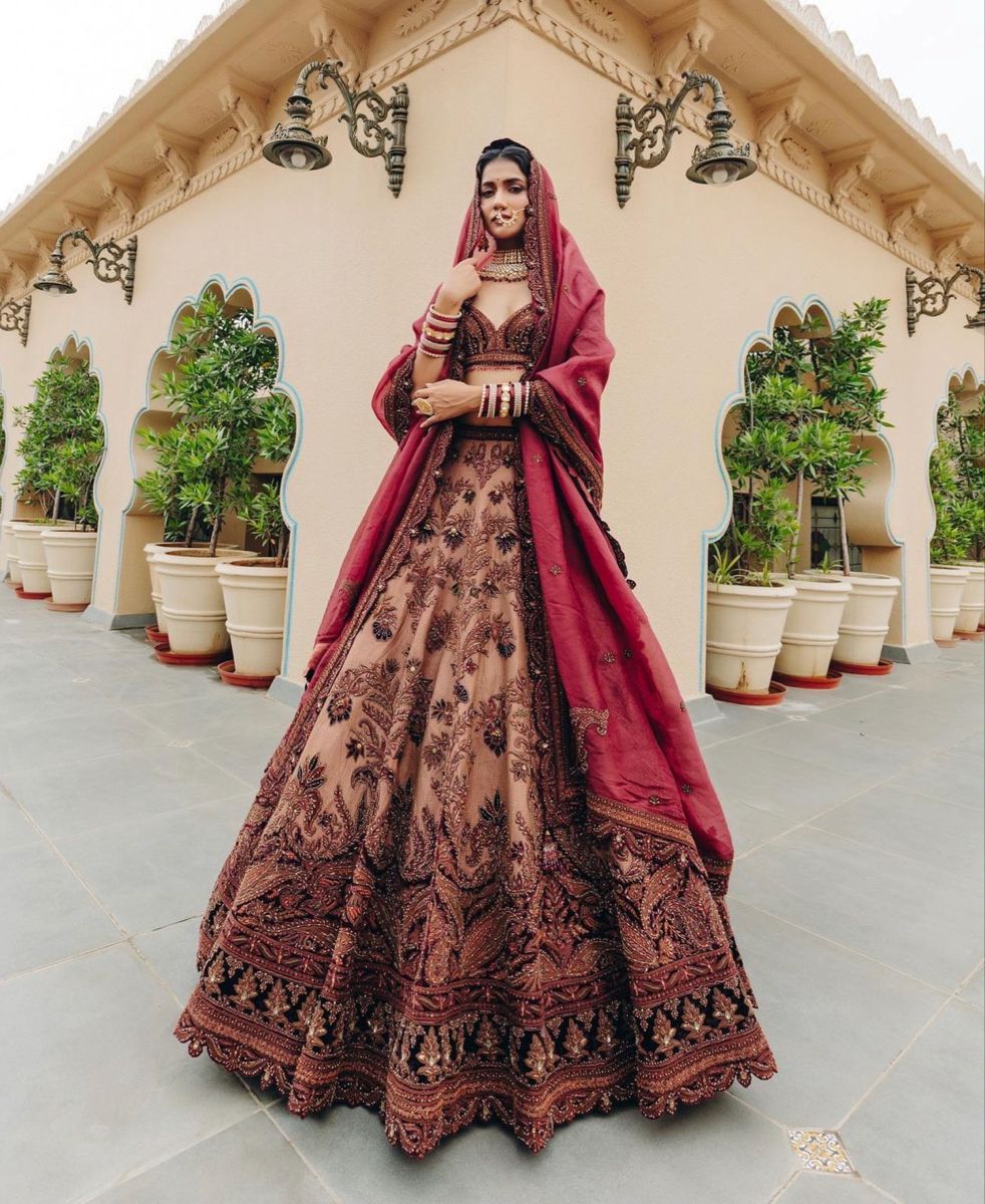 embroidered bridal lehenga