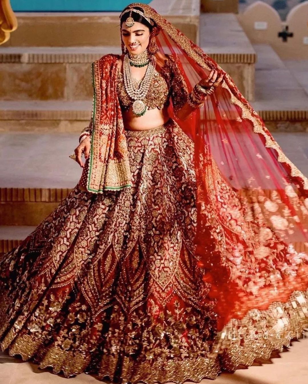 embroidered bridal lehenga