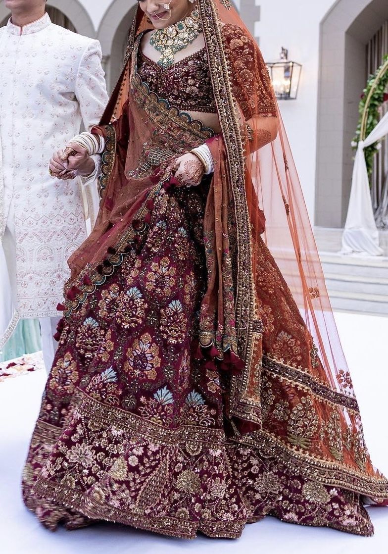 embroidered bridal lehenga