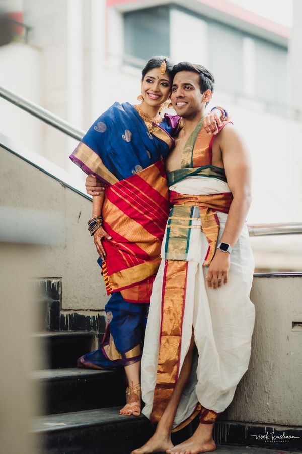 A Colourful Bangalore Wedding With The Bride In A Multi-Hued Silk Saree