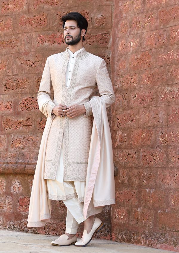 A Royal looking Pastel sherwani