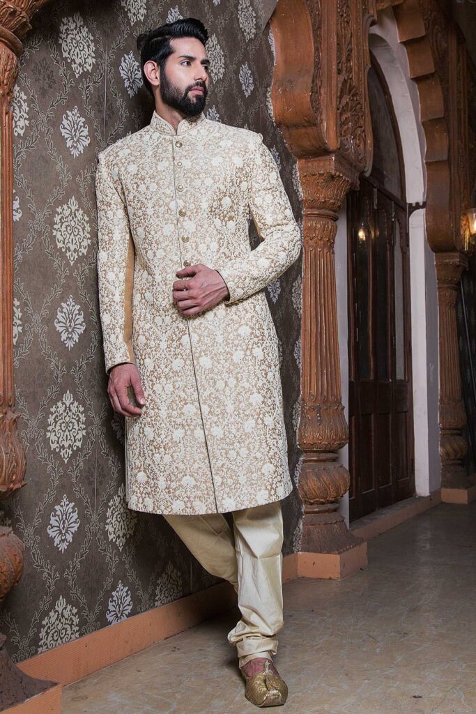 A resplendent gold sherwani