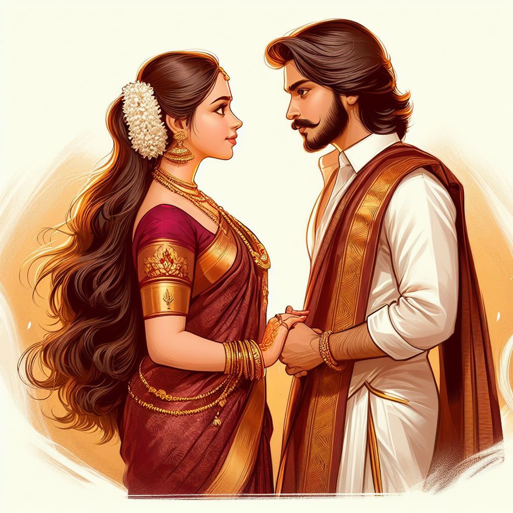 Ai Generated Picture of a Man and a Women in Indian Attire