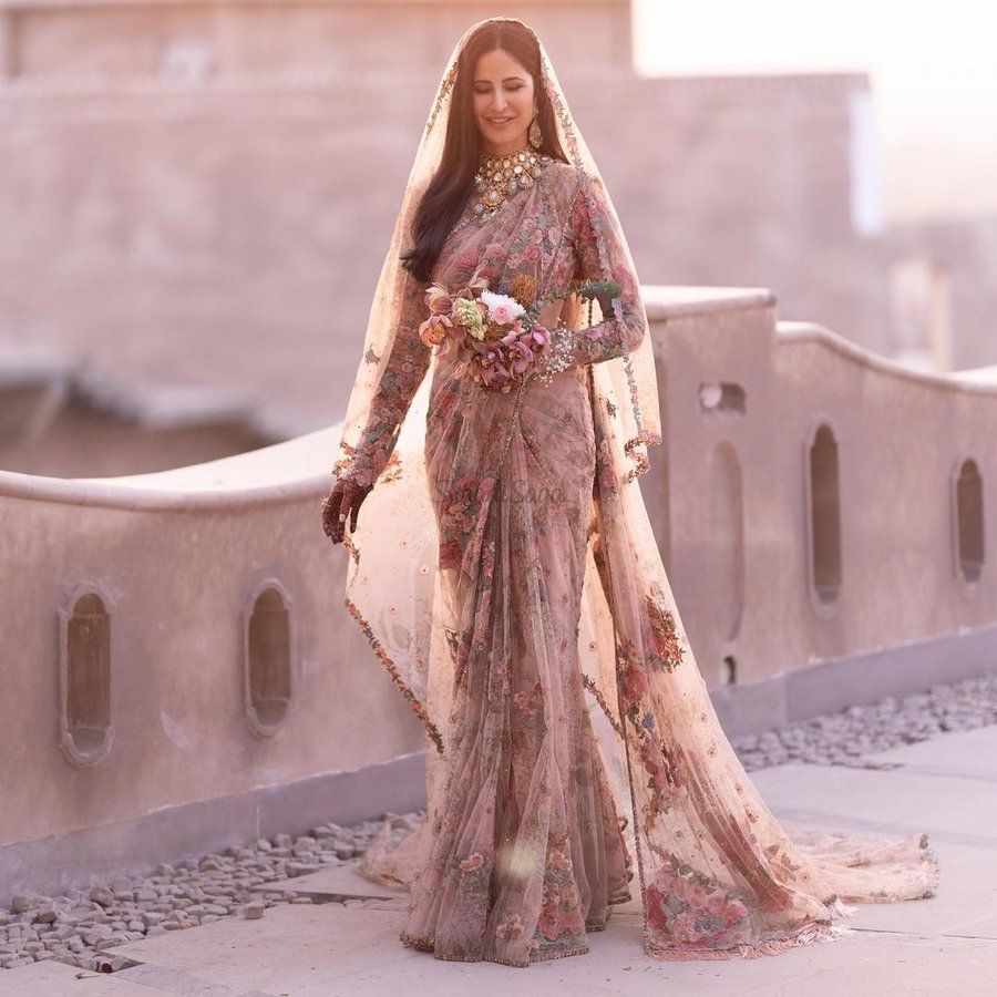 All Photos of Katrina Kaif in Sabyasachi Floral Saree