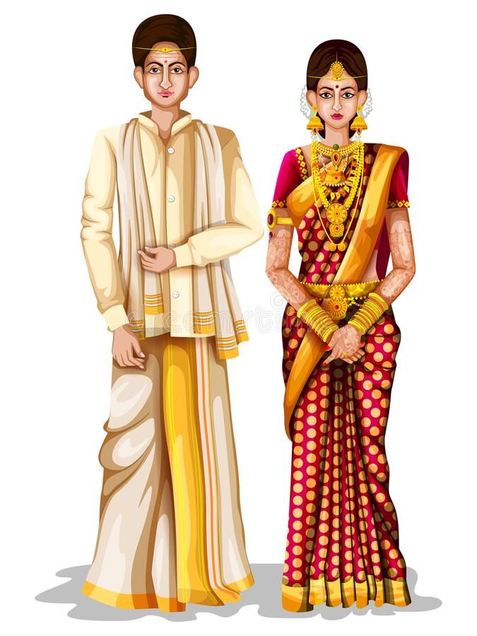 Andhrait Wedding Couple in Traditional Costume of Andhra Pradesh, India Stock Vector – Illustration of female, attractive: 108356675