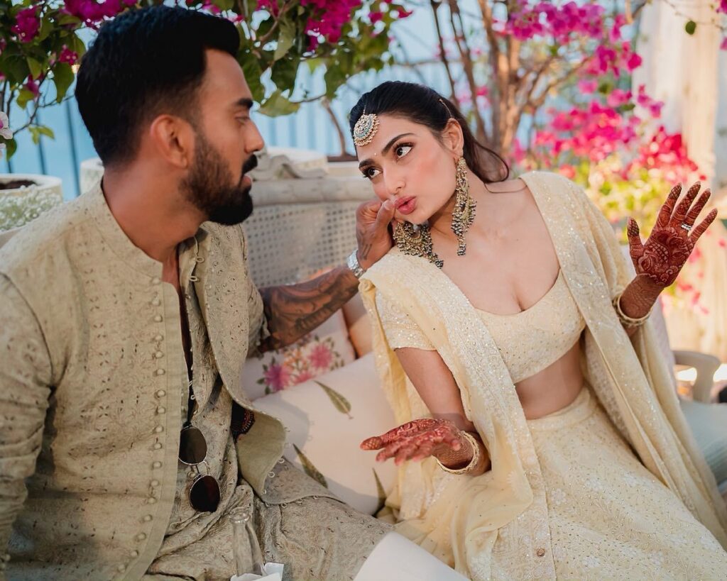 Athiya Shetty Dons A Lemon Yellow Lehenga ‘Choli’ At Fun-Filled ‘Mehendi’, KL Rahul Pulls Her Cheeks