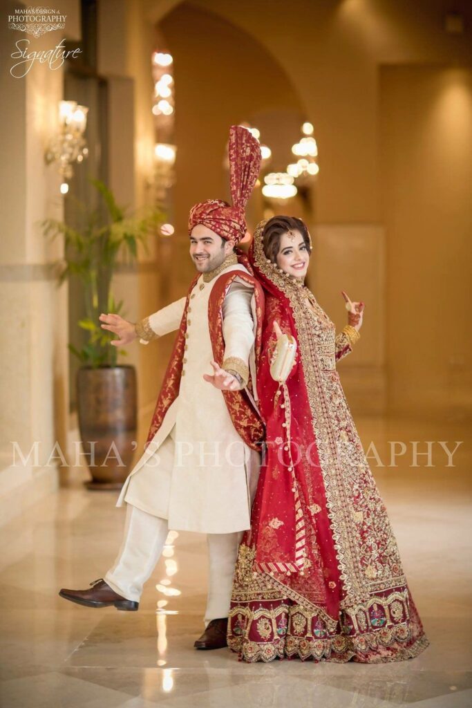 Beautiful bridal open maxi in red color with dull golden and antique golden work Model# W 1194