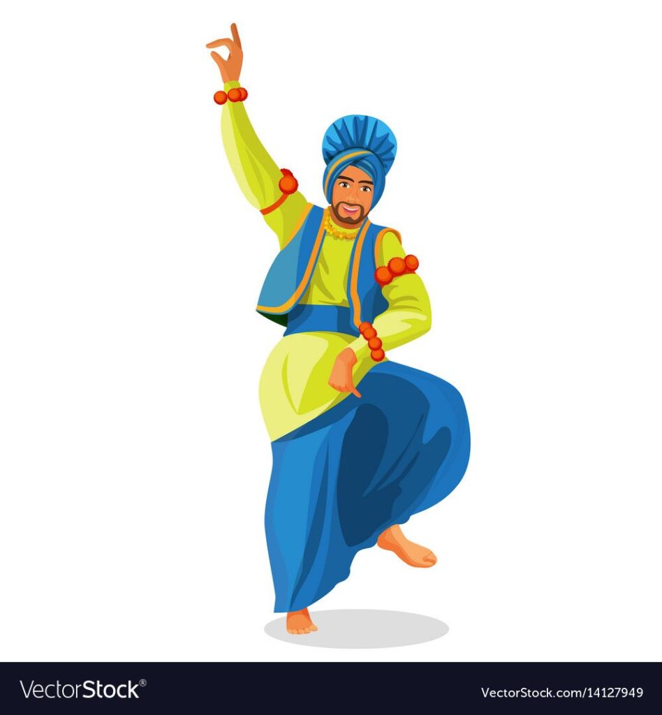 Bhangra dancer in national cloth vector image on VectorStock