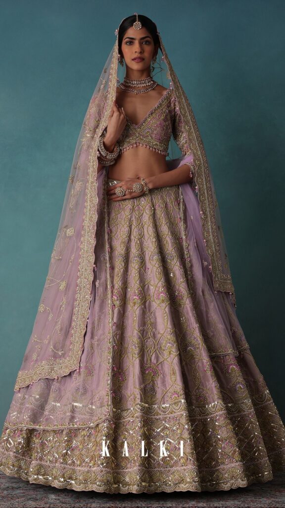 Bloom Pink Bridal Lehenga In Raw Silk With Hand Embroidery