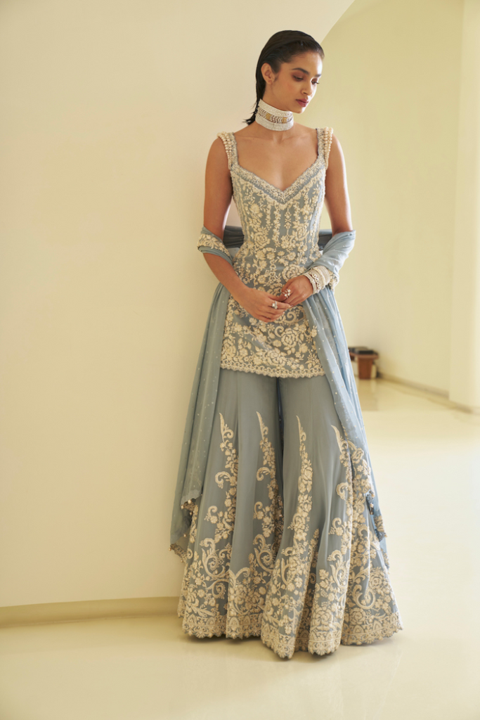 Blue Pearl Sharara Set – Grey / M / 42