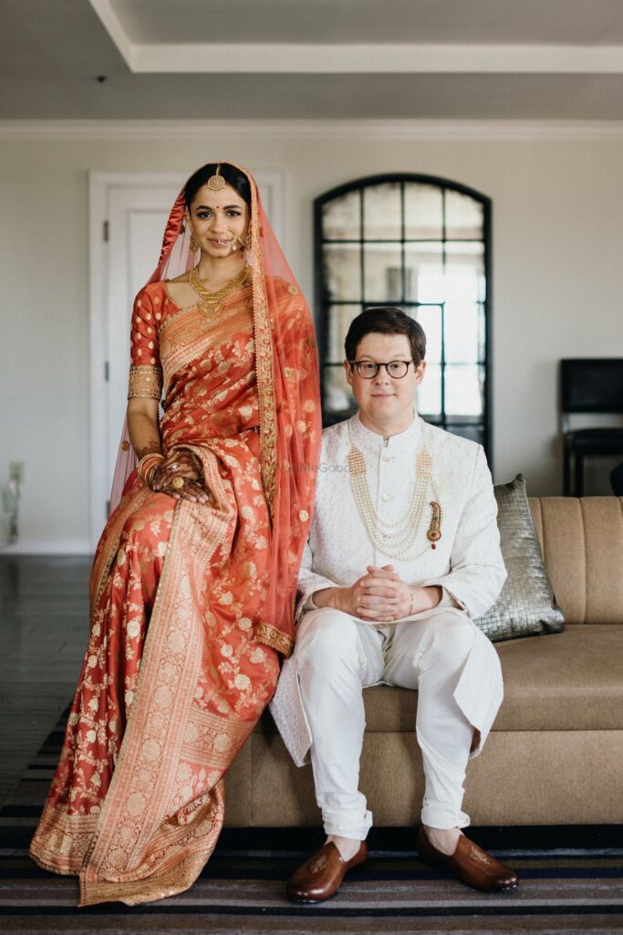 Bride In A Red Banarasi Wedding Saree